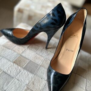 Christian Louboutin rare! Blue Leopard Heels 39 8.5